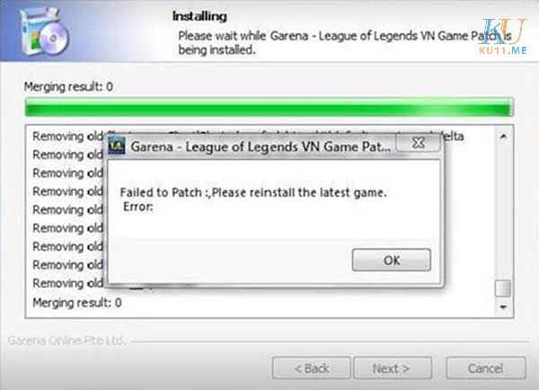 Lỗi Failed to patch LOL